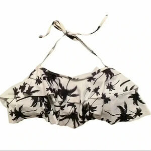 Black and White Palm Tree Bathing Suit Top Size M